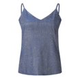 thumbnail image 3 of Womens Tank Tops Casual Fashion V Neck Strappy Sequin Sparkle Shimmer Camisole Sleeveless Tanks Tops Sexy Glitter Silver Party Strappy Blue 4XL, 3 of 5