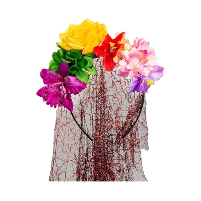 Velo de encaje de Halloween, diadema de flores, tocado gótico para novia y boda, para festival Vistoso Yuyangstore aro de pelo