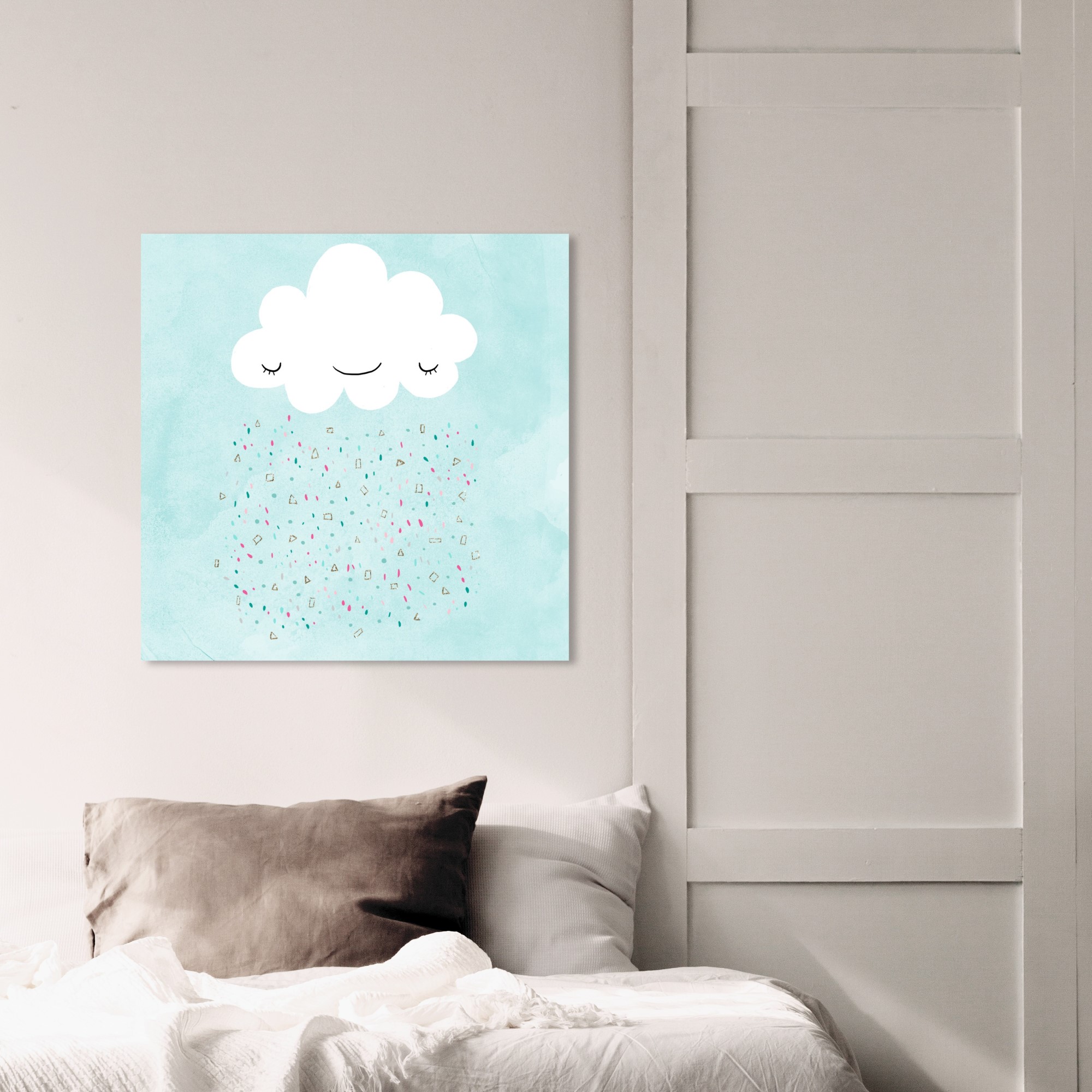 Wynwood Studio Nature and Landscape Wall Art Canvas Prints 'Happy Cloud'  Nature Blue, White