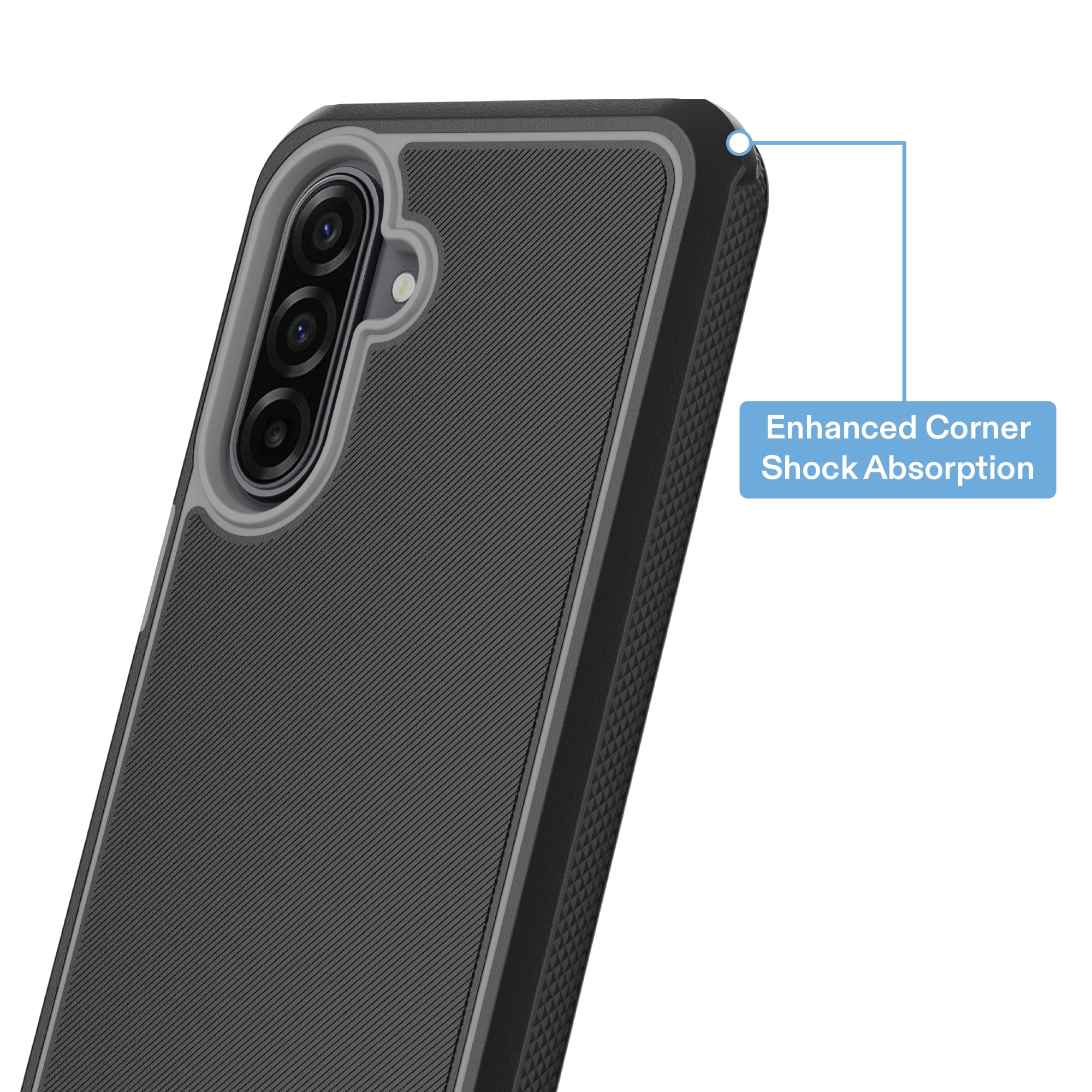 onn Slim Rugged Phone Case for Samsung Galaxy A17 5G - Black/Gray