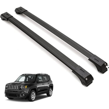 ERKUL Roof Rack Cross Bars for Jeep Renegade 2015-2024 | Aluminum Crossbars with Anti Theft Lock for Rooftop | Compatible with Raised Rails - Black