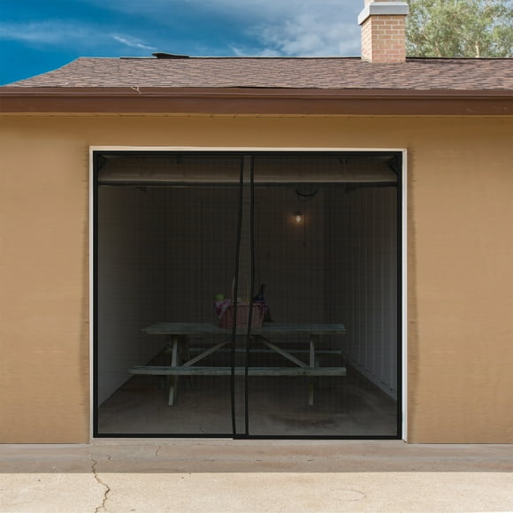 Magnetic Garage Door Screen for One Car Garage- Heavy Duty Weighted Garage Enclosure Curtain for Mosquito, Insect and Sun Protection by Pure Garden