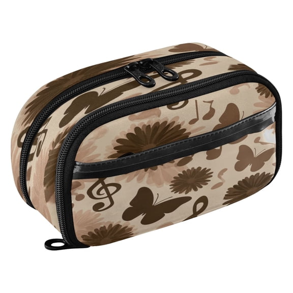 Large Pencil Pen Case Capacity PVC Pencil Pouch Makeup Bag for Women Man, Musical NotePrinted