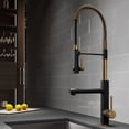 thumbnail image 4 of Kraus Artec Pro 2-Function Commercial Style Pre-Rinse Kitchen Faucet with Pull-Down Spring Spout and Pot Filler, Brushed Gold/Matte Black Finish, 4 of 12