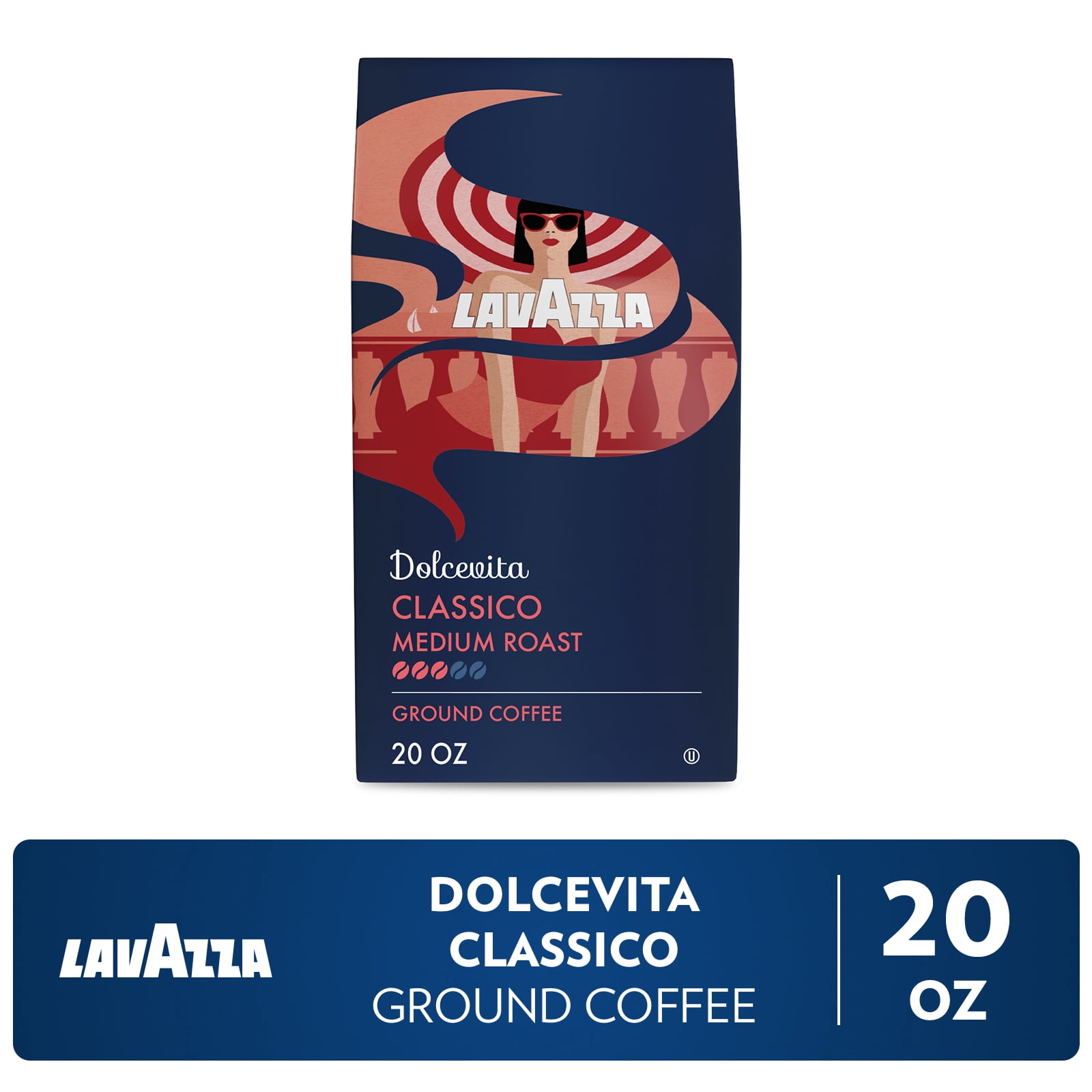 ラテ Lavazza, Ground Coffee, 20 oz, Medium Roast Arabica Robusta