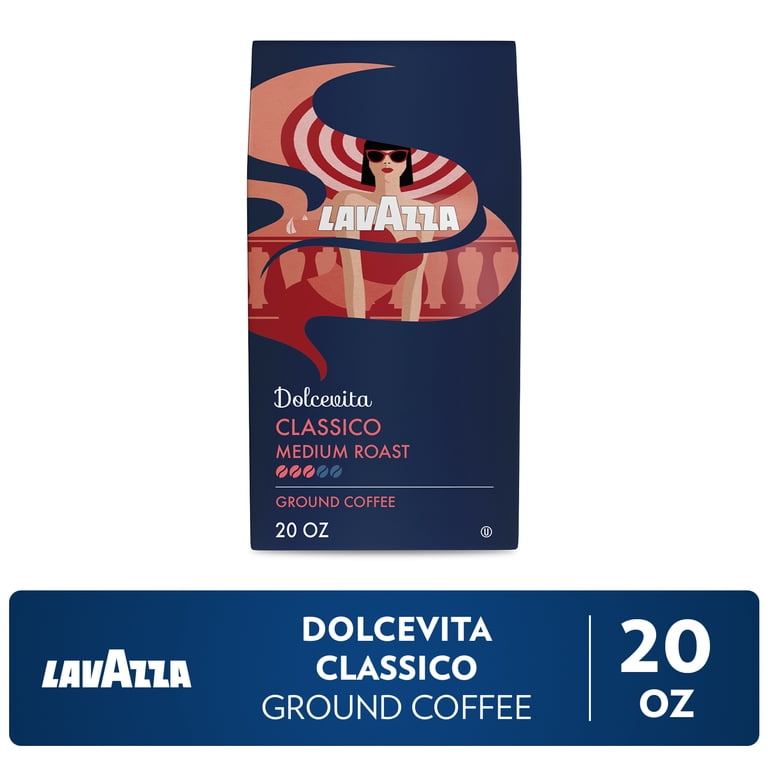 コーヒー Lavazza, Ground Coffee, 20 oz, Medium Roast Arabica Robusta