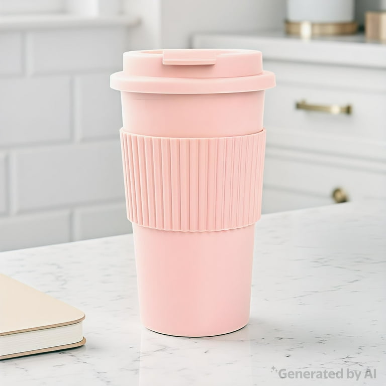 Naptime. タンブラー　PINK Mainstays 18oz Pink Plastic Coffee Tumbler with Screw-Top Lid
