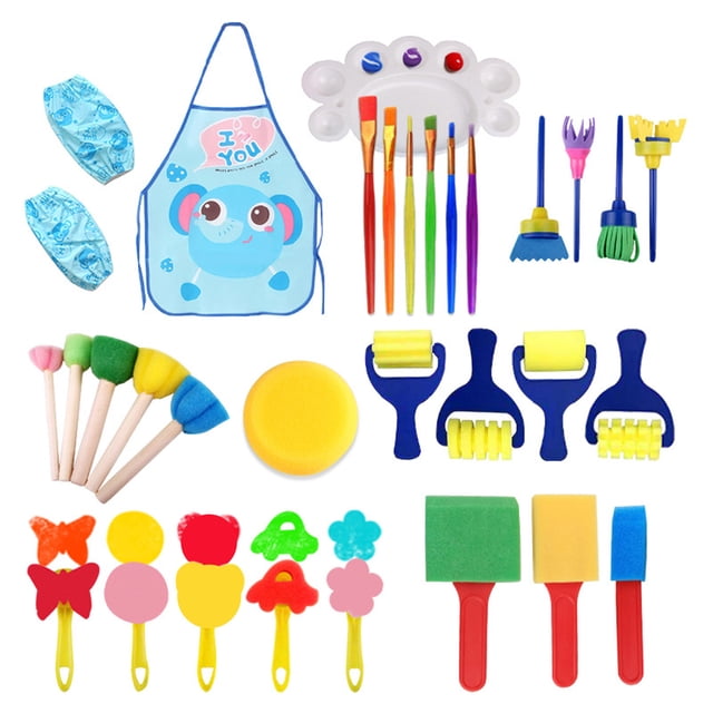 Juego de Esponjas de Pintura para Niños Wmkox8yii 32 Piezas Amarillo Azul
