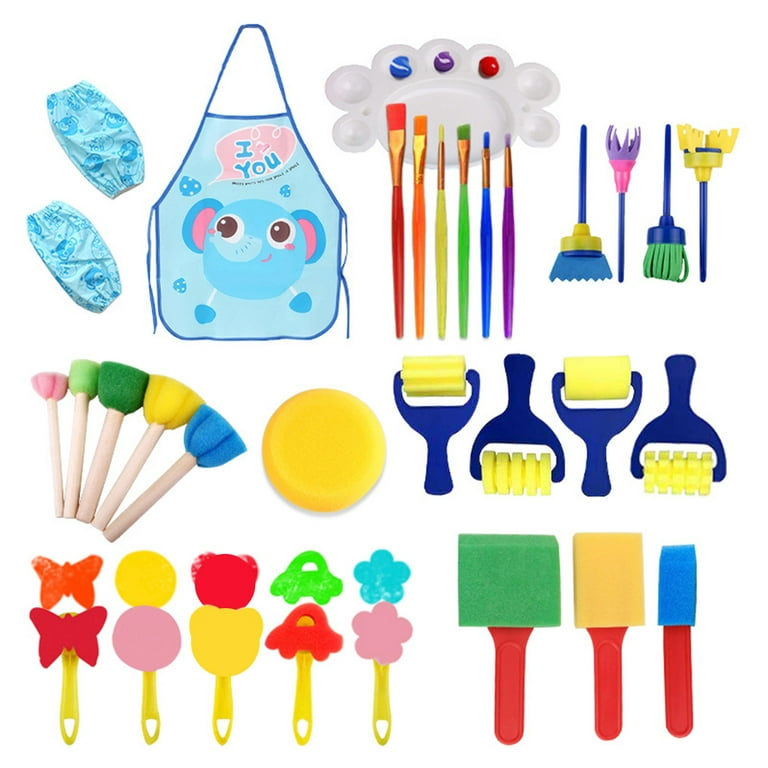 Hesxuno Toddler Baby Toys Kids Toys Children's Art Painting Sponge Set  32-piece Waterproof Painting Art Supplies Christmas Gifts for Boys Girls 