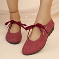 thumbnail image 4 of HTHLVMD orthopedic shoes for women wide width, Women's Daily Shoes, Low Heel Loafers, Lace Up Canvas Shoes, Women's Lace Up Low Heel Loafers Casual Comfortable Canvas Walking Shoes, Red 6, 4 of 9