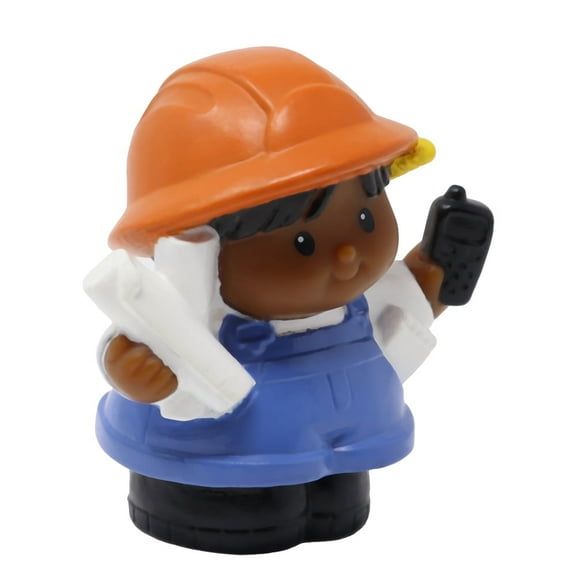 Replacement Part for Collectible Fisher-Price Little People Construction Crane and Quarry Building Playset C0300 - Replacement African-American Architect Foreman Figure - Carrying Plans and Phone