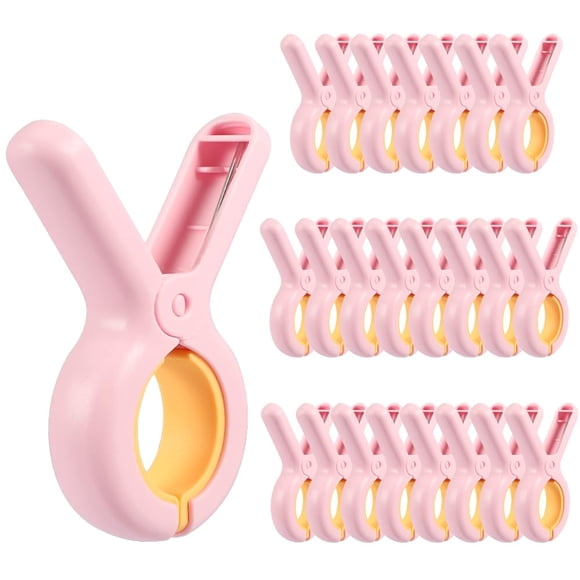 Pinzas para Silla de Playa PAMISO Rosa 24 Unidades para Toallas/Ropa