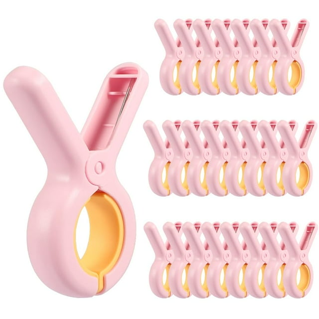 Pinzas para Silla de Playa PAMISO Rosa 24 Unidades para Toallas/Ropa