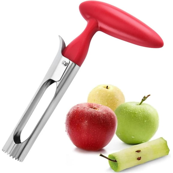 Apple Corer Remover - Fruit Corer - Stainless Steel - Easy To Use (Red)