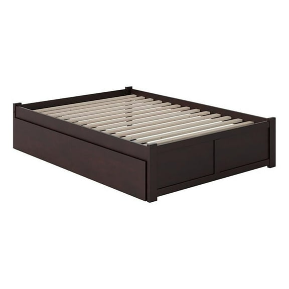 Leo & Lacey Urban Contemporary/Modern Hardwood Storage Platform Bed, Full, Espresso
