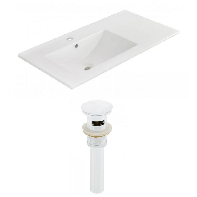 American Imaginations 23.75-in. W 1 Hole Ceramic Top Set In White Color - Overflow Drain Incl. AI-23860