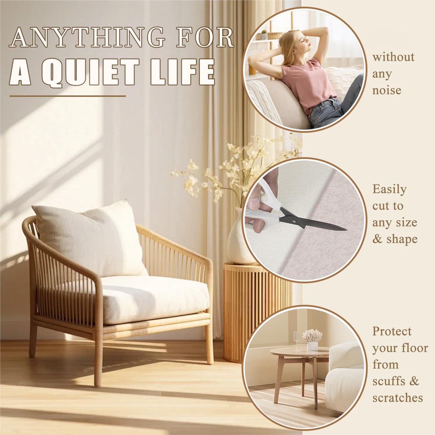Felt Furniture Pads For Hardwood Floors -24 2.5" Chair  Floor Protectors Beige