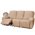 thumbnail image 1 of Stretch Seersucker Recliner Sofa Cover 8-Pieces Country style Reclining Couch Slipcover Simple Home Furniture Protector, 3 Seater/Oatmeal, 1 of 7