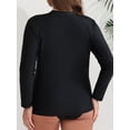 thumbnail image 6 of Charmo Womens Plus Size Long Sleeve Rash Guard Top Zipper Sufing Swim Shirts UPF 50+ Swimsuit Tops, 6 of 7