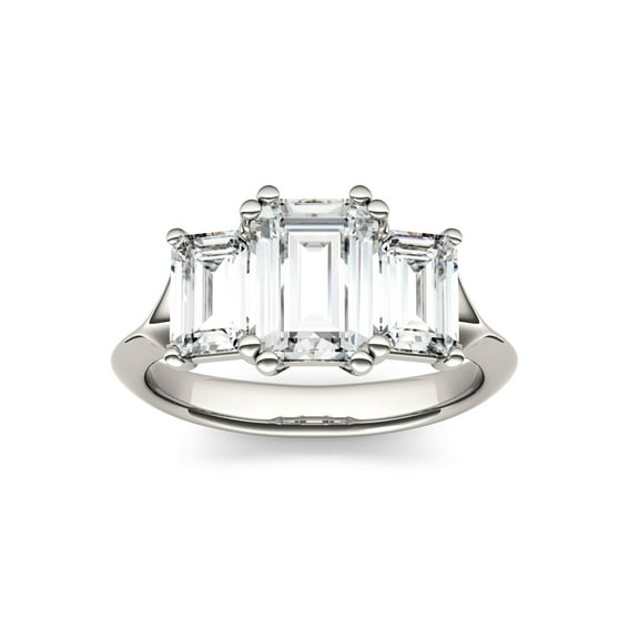 Charles & Colvard 14K White Gold Moissanite 8x6mm Emerald Engagement Ring-Size 8.5 2.91cttw DEW