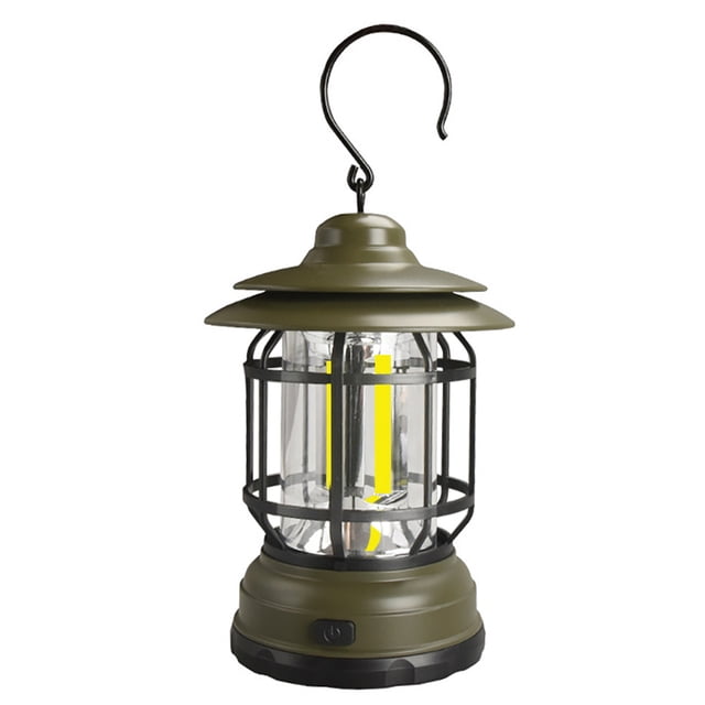Lámpara de camping Linterna vintage para acampar Carpa colgante portátil Luz LED con dos modos Alimentado por batería 300LM Luz nocturna para patio Patio Jardín Fiesta Camping Senderismo Pesca Hogar Romacci Lámpara de camping