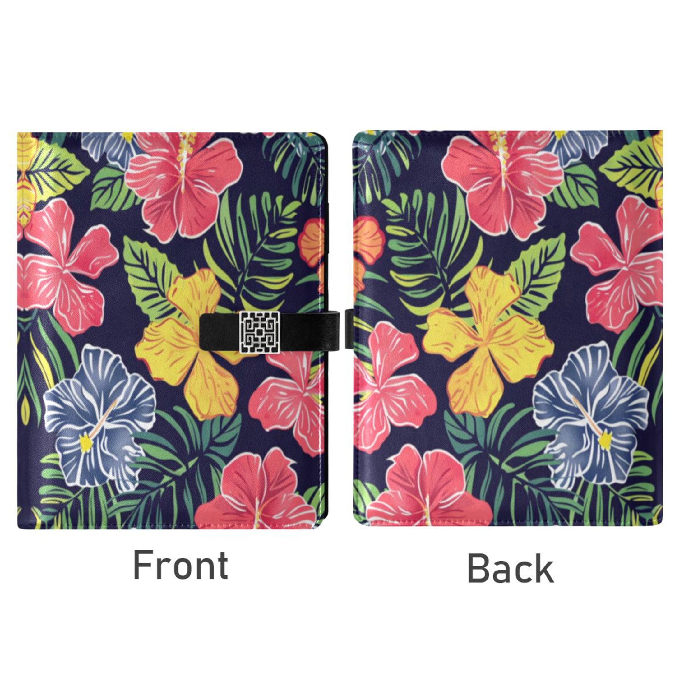 Leather Planner Leather Notebook Notebook Journal Binder Design Pen Pocket Design Convenient for Storage Colored Hawaiian Leaf