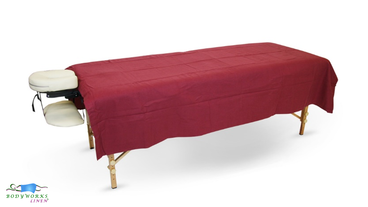 Spa Massage Table Poly Cotton Sheets 3 Pieces Full Set Resistant to Wrinkling, Burgundy