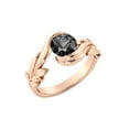 thumbnail image 2 of 1.00 CT 14K Rose Gold Black Diamond Ring Flower Leaves Designer, 2 of 4
