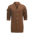 thumbnail image 4 of Men's Cable Knit Long Cardigan Button Front Shawl Collar Sweater Coat, 4 of 6