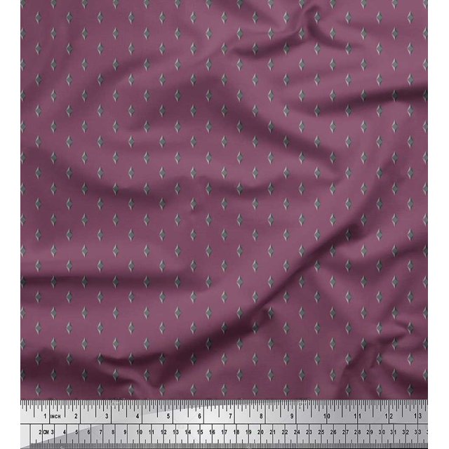 Soimoi Polyester Crepe Fabric Diamond Shirting Print Fabric by The Yard 42 Inch Wide