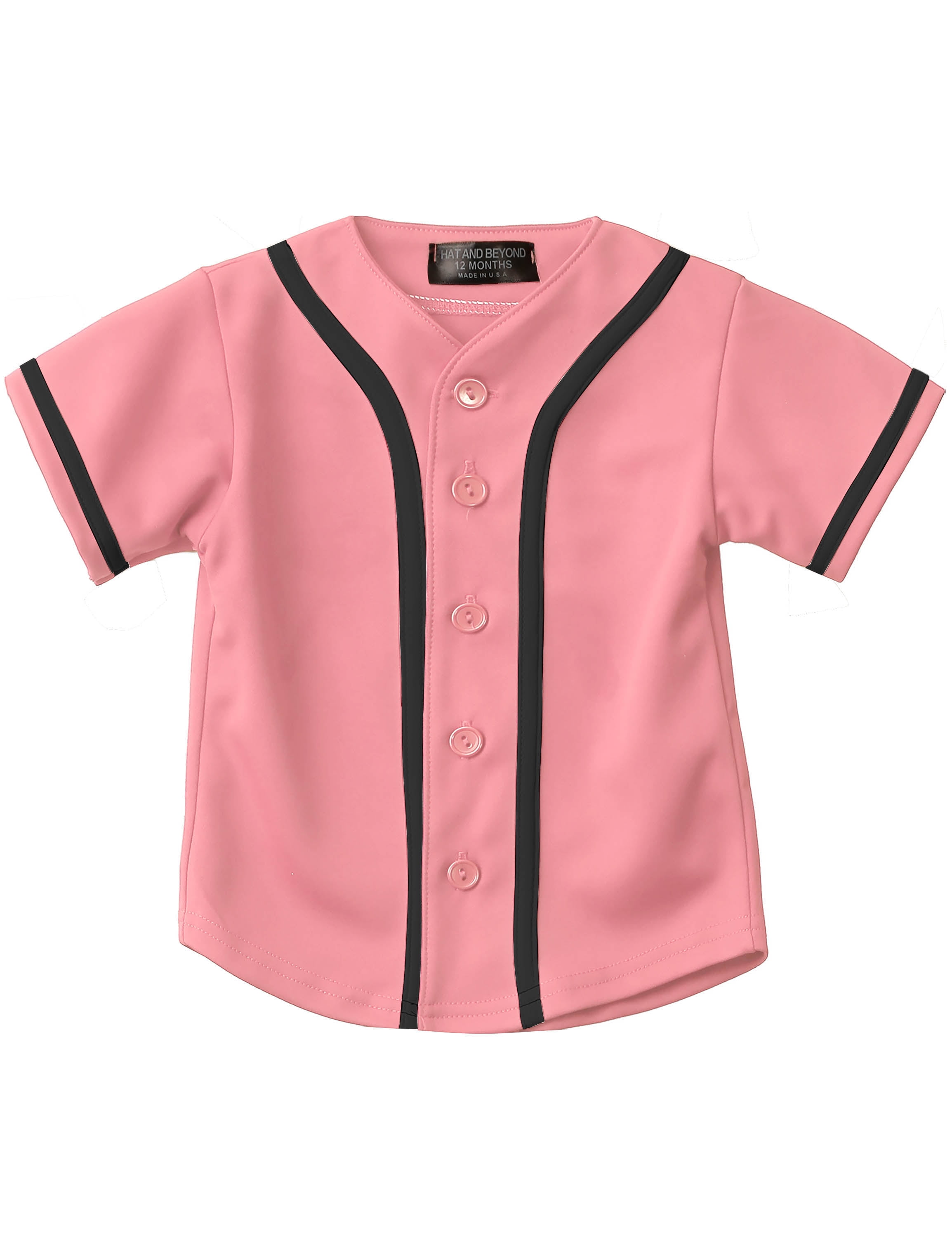 Maillot De Baseball Enfant Taille 8 - Rose, Manches Courtes, Fabriqué Aux USA, Occasion