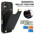 thumbnail image 5 of Mantto for iPhone 16 Plus Back Wallet Case with Card Holder, Magnetic Clasp 3 Card Slots RFID Blocking Premium PU Leather Shockproof Anti-Scratch Wallet Phone Case for iPhone 16 Plus, Black, 5 of 7