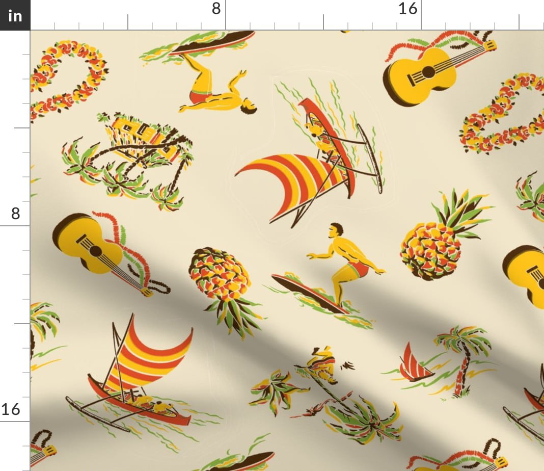 Vintage Hawaiian Print Fabric