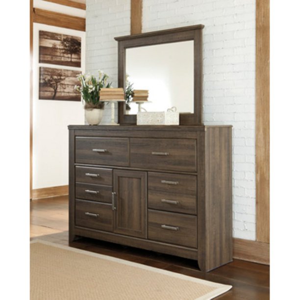 Dressers, short for dressing table, have a larger footprint with drawers that are arranged horizontally, typically with two rows. signature design by ashley juararo 6 drawer dresser with optional mirror