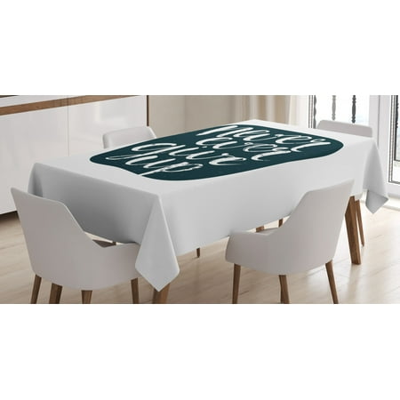 

Motivational Tablecloth Never Ever Give Up Quote with Grunge Rough Typography Calligraphy Art Rectangular Table Cover for Dining Room Kitchen 52 X 70 Inches Dark Blue White by Ambesonne