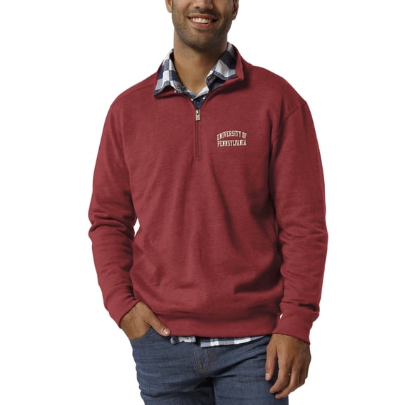 Men's League Collegiate Wear Heathered Red Pennsylvania Quakers Heritage Quarter-Zip Pullover Jacket