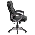 thumbnail image 3 of Mid-Back Black Leather Executive Swivel Chair with Padded Arms, 3 of 9