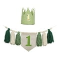 thumbnail image 4 of Banner de silla alta Decoración para fiesta de primer cumpleaños Banner de silla alta de arpillera Bebé verde, 4 of 9
