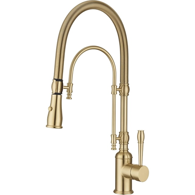 Robinet de Cuisine à une Poignée de Style Commercial en Acier Inoxydable, Pré-Rinçage, à Bec Rétractable, Robinets d'Évier de Cuisine en Nickel Brossé, Robinet d'Évier Rétractable