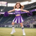 thumbnail image 5 of IROOZIGOTO Girls Cheerleader Costume Set Blue White Sleeveless Cropped Top Pleated Skirt with Pom Poms Socks for Halloween Cosplay Themed Party, 5 of 9
