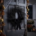 thumbnail image 4 of 13.78" Black Twig Wreath with Black Velvet Bow, Gothic Halloween Door Wreath Decor for Indoor Outdoor Home, 4 of 9