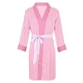 thumbnail image 5 of biudgviw Women's Robes Striped Short Bathrobe Casual Belted Housecoats Soft Lightweight V Neck Ladies Sleepwear S-XXL, 5 of 7