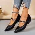 thumbnail image 3 of Womens Mary Jane Shoes with Low Wedge Heel - Pointed Toe Rhinestone Ankle Strap Pumps for Women, Comfortable Dress Shoes for Work & Wedding, Black,Size 6.5, 3 of 8