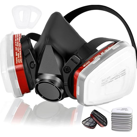 Respirator Gas Mask With 6001 Filters,6200 Half Face Respirator Reusable Gas Mask for Spray Paint Chemical Epoxy Resin Woodworking Sanding Welding