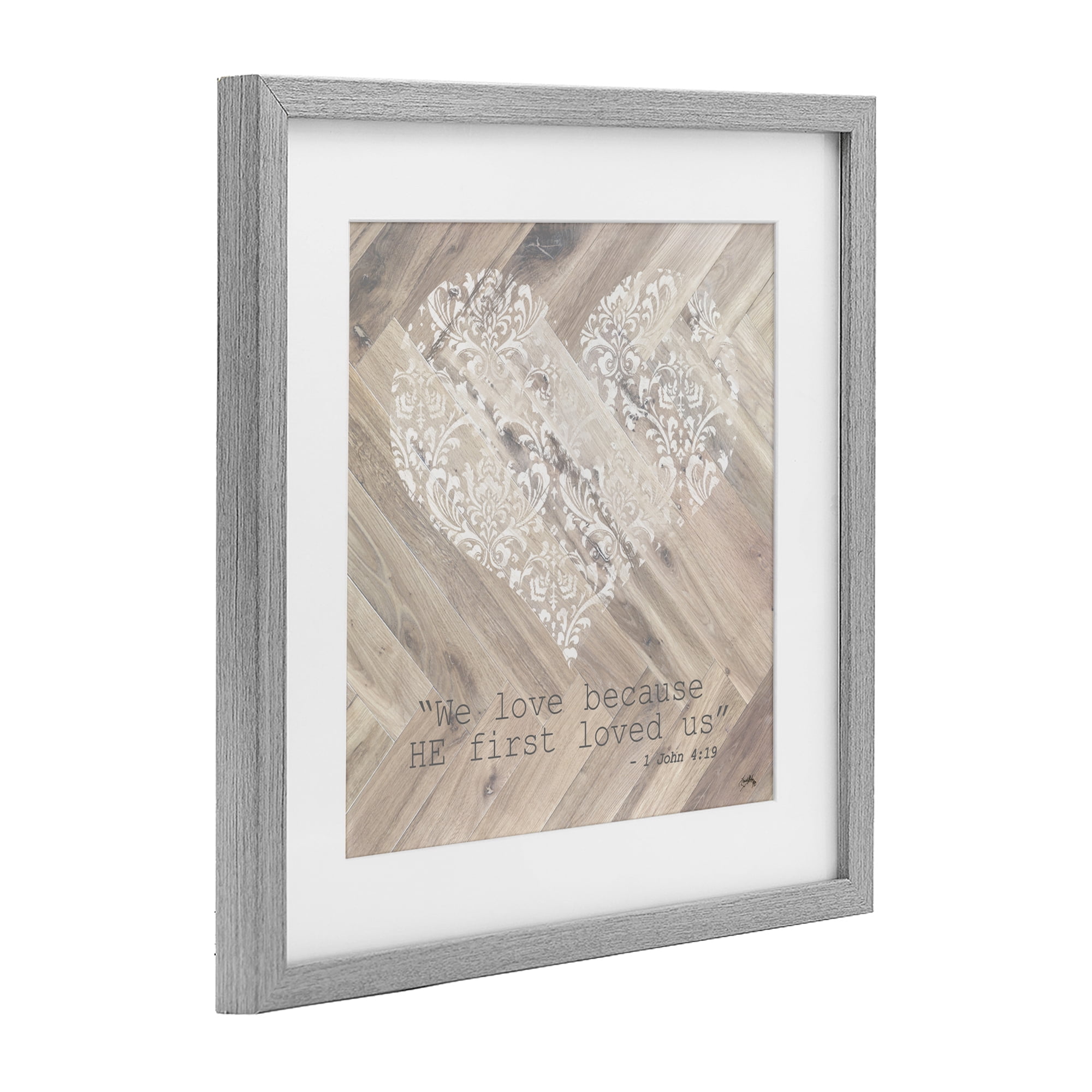 Stupell Industries He Loved Us First Gray Framed Print Under Glass, design by Elizabeth Medley