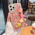 thumbnail image 4 of Sequins Bling Clear Phone Case Compatible with iPhone 13 (NOT Pro) with Love Heart Bracelet Pearl Chain Mermaid Glitter Shining Confetti Shockproof Soft Cover for iPhone 13,Pink with Hand Chain, 4 of 18