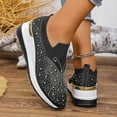thumbnail image 4 of Womens Sparkly Butterfly Rhinestones Platform Wedge Walking Shoes Bling Fall Knit Slip on Socks Casual Tennis Work Loafer Sneakers, 4 of 7