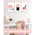 thumbnail image 3 of Drsoum Glam Pink Fashion Woman Framed Canvas Wall Art Girly Beauty Makeup Room Decor 12x16 in 3PCS, 3 of 6