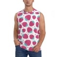 thumbnail image 2 of Lsque Hand Drawn Strawberry Print Men's Cotton Blend Sleeveless Muscle Shirts (S-3XL)- Moisture Wicking, Odor Protection, UPF 30+,Medium, 2 of 8