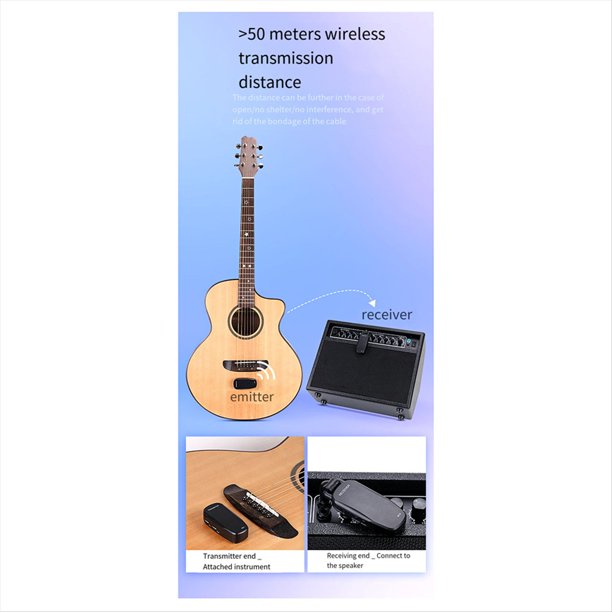 Receptor y Transmisor de Bajo Inalámbrico para Guitarra, Transmisor de Audio Portátil Recargable para Bajo de Guitarra Eléctrica
